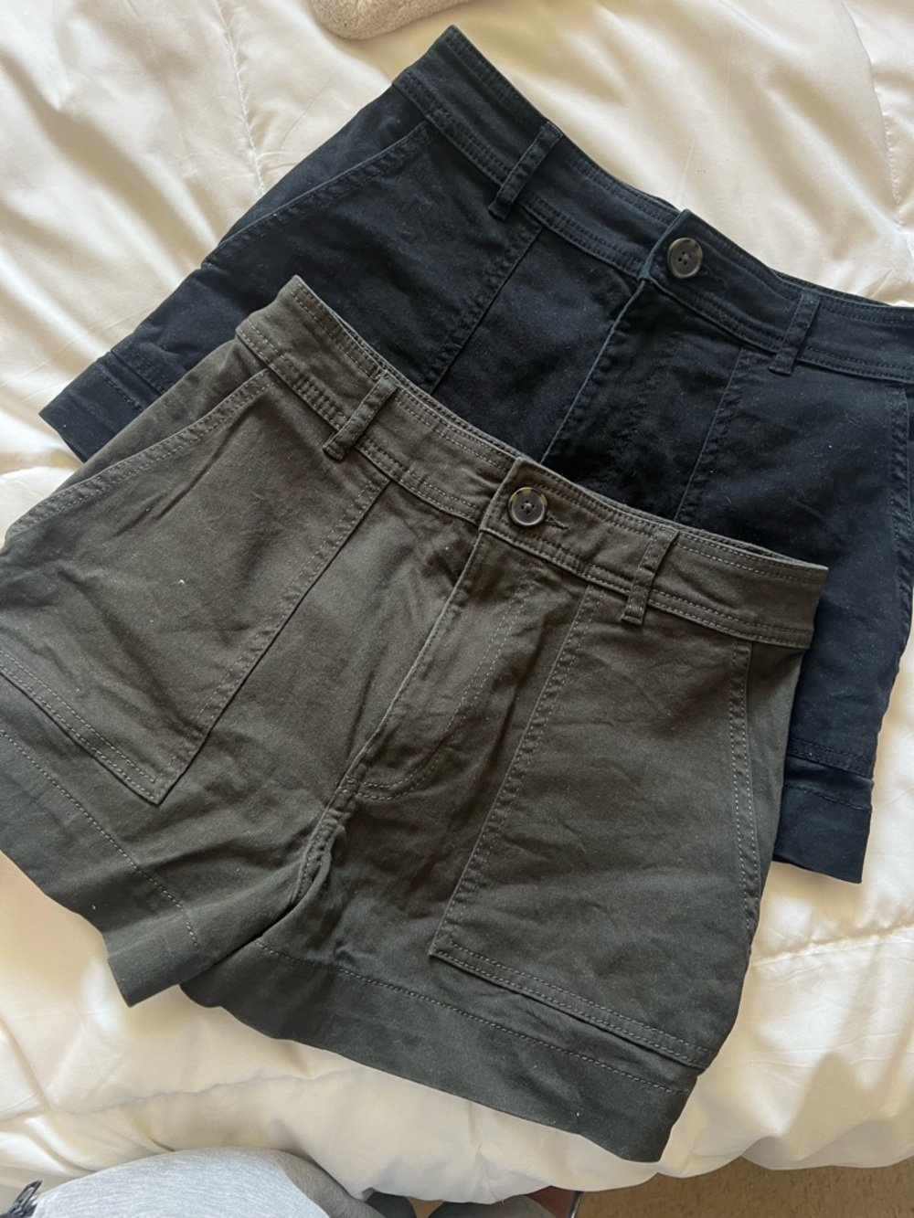H&M Women’s High-Rise Utility Shorts — Black & Olive